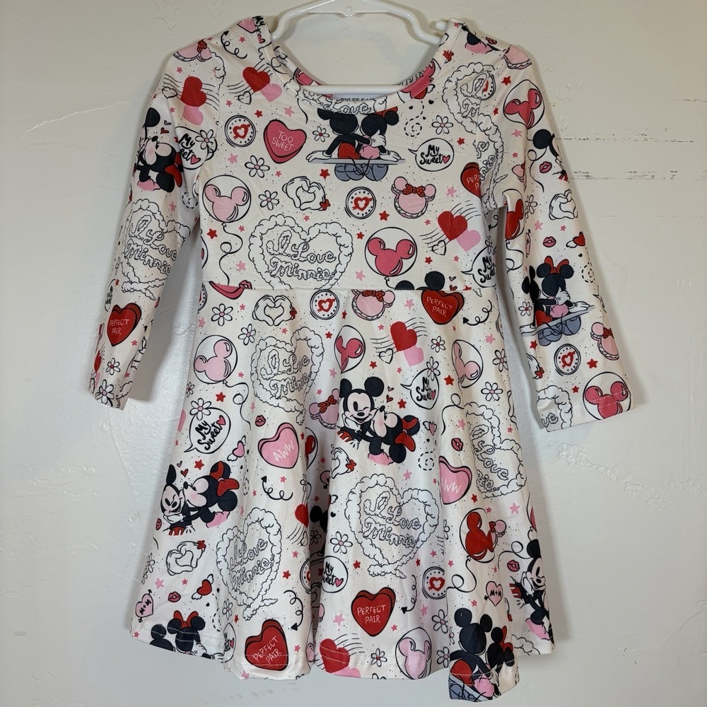 2T Minnie Mouse Mickey Mouse Girls Dress Disney Hearts I Love You